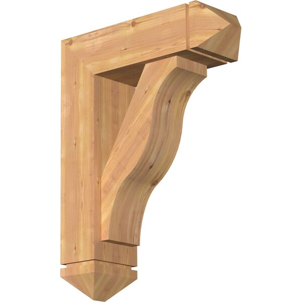Ekena Millwork Funston Arts and Crafts Smooth Bracket w/ Offset Brace, Western Red Cedar, 7 1/2"W x 24"D x 32"H BKT0806X24X32FST03SWR - main